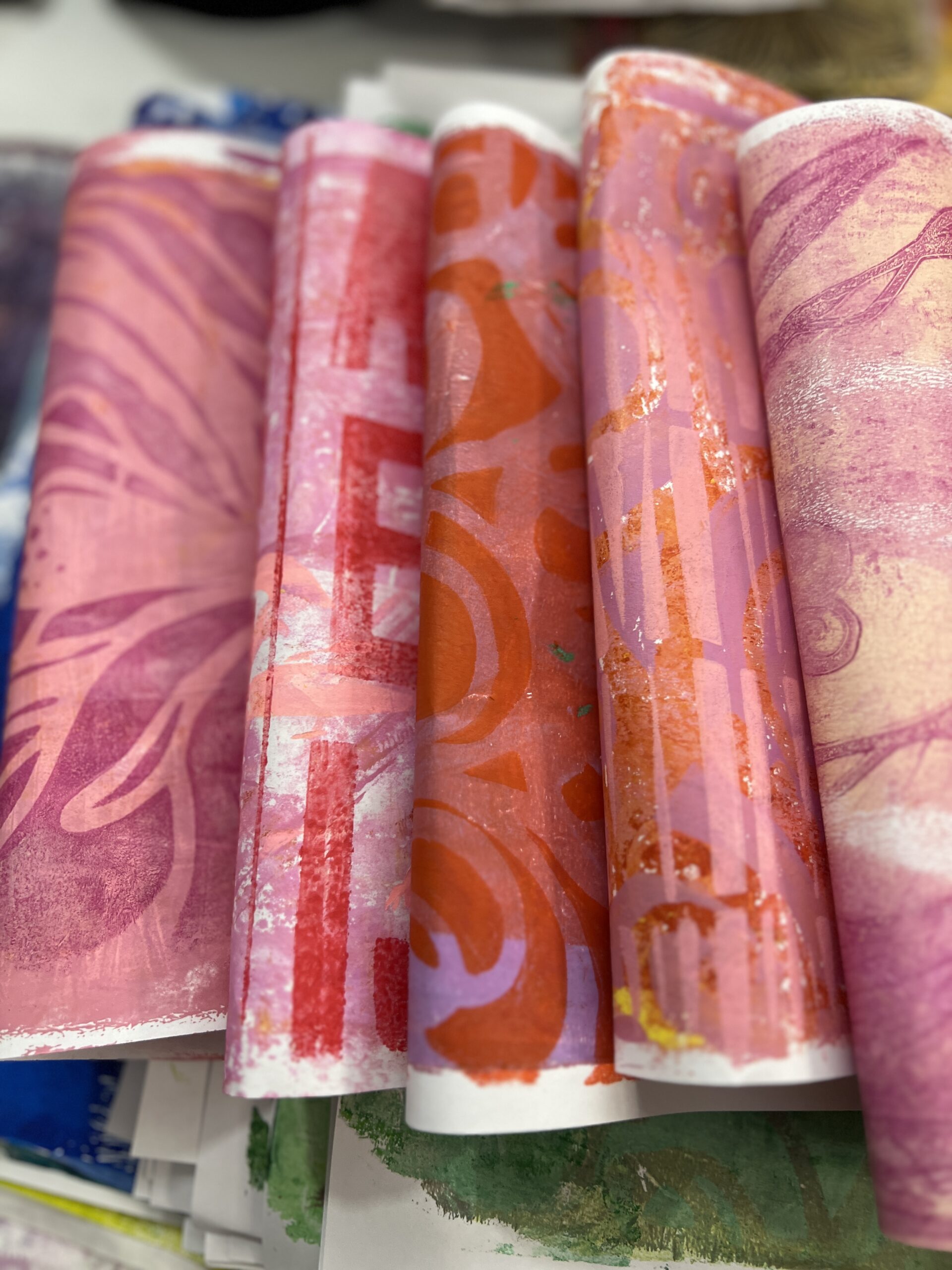 pink toned printed papers